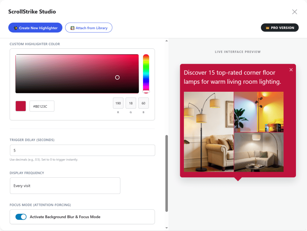 Step 4: Choose Color, Delay & Settings
